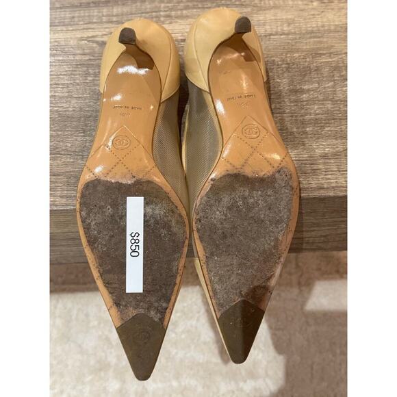 Vintage Chanel Mesh & Leather Cap-Toe Pumps | Size 38.5 RARE - Picture 5 of 10